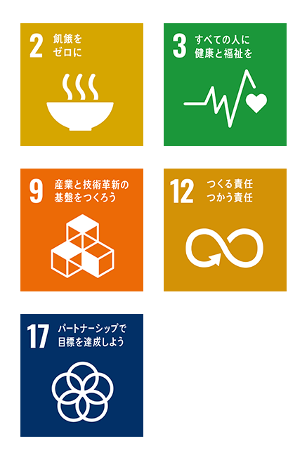 SDGsの目標2、3、9、12、17を示す画像